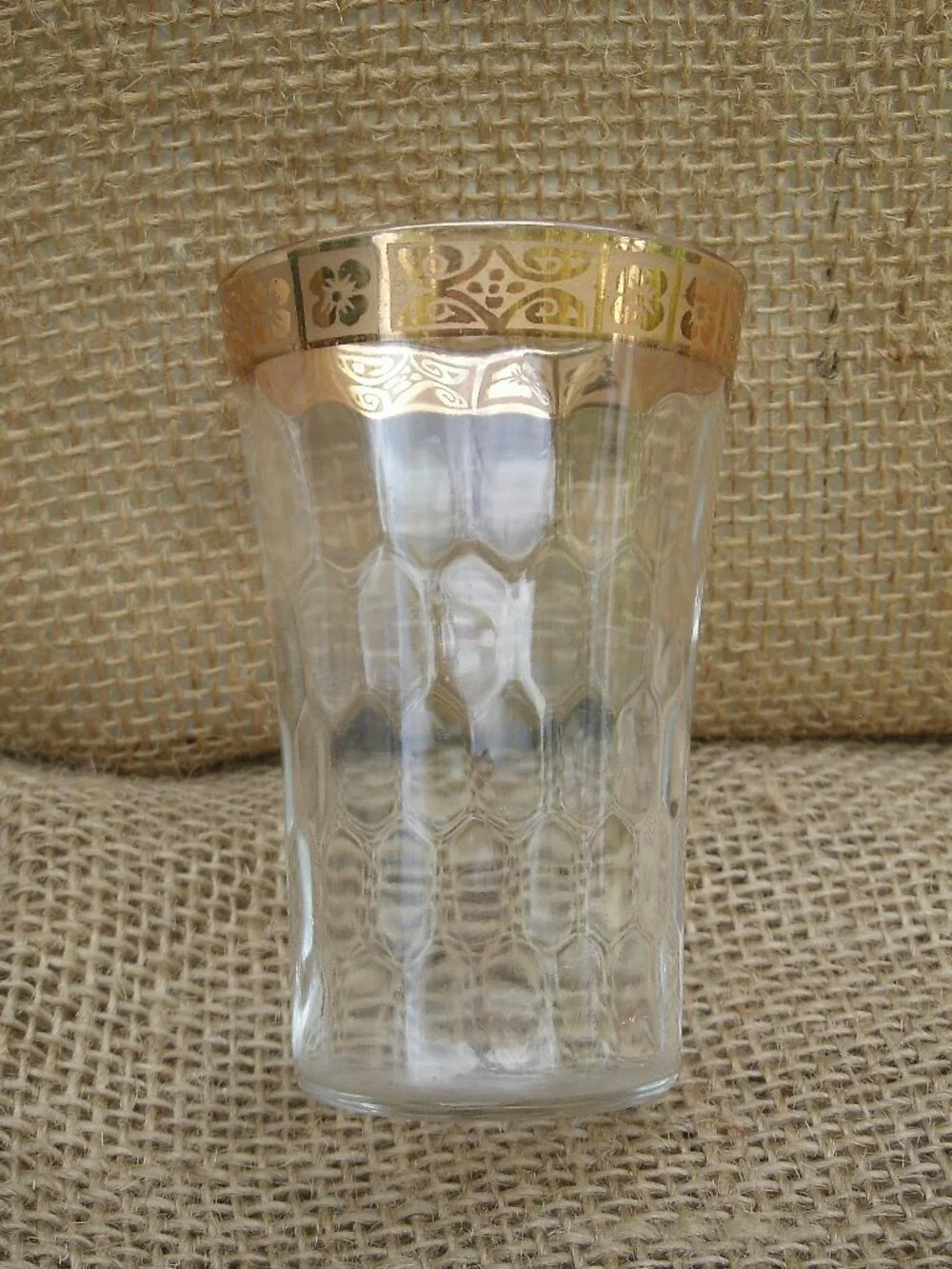 Vintage West Virginia Glass Optic 22K Gold Cordial Glass Set of 6